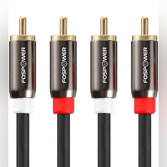 FosPower 2-Pack (6 feet) 2 RCA Stereo Audio Cable [24K Gold Plated Copper Core - Picture 3 of 8